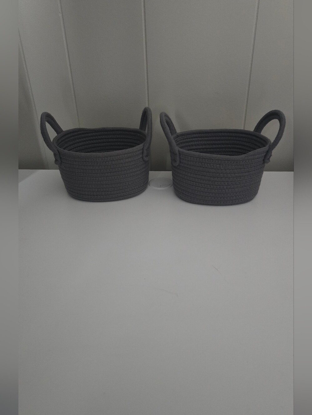 Fabric Woven Storage Baskets with Handles - Gray